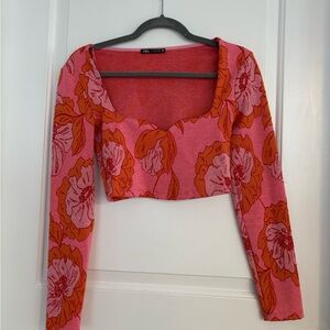 Zara Long Sleeve Floral Top